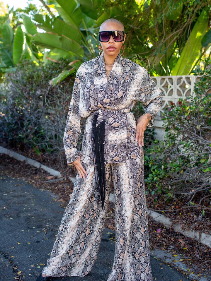 Monochrome Serpentine Dolman Palazzo Set for wholesale by Jennafer Grace