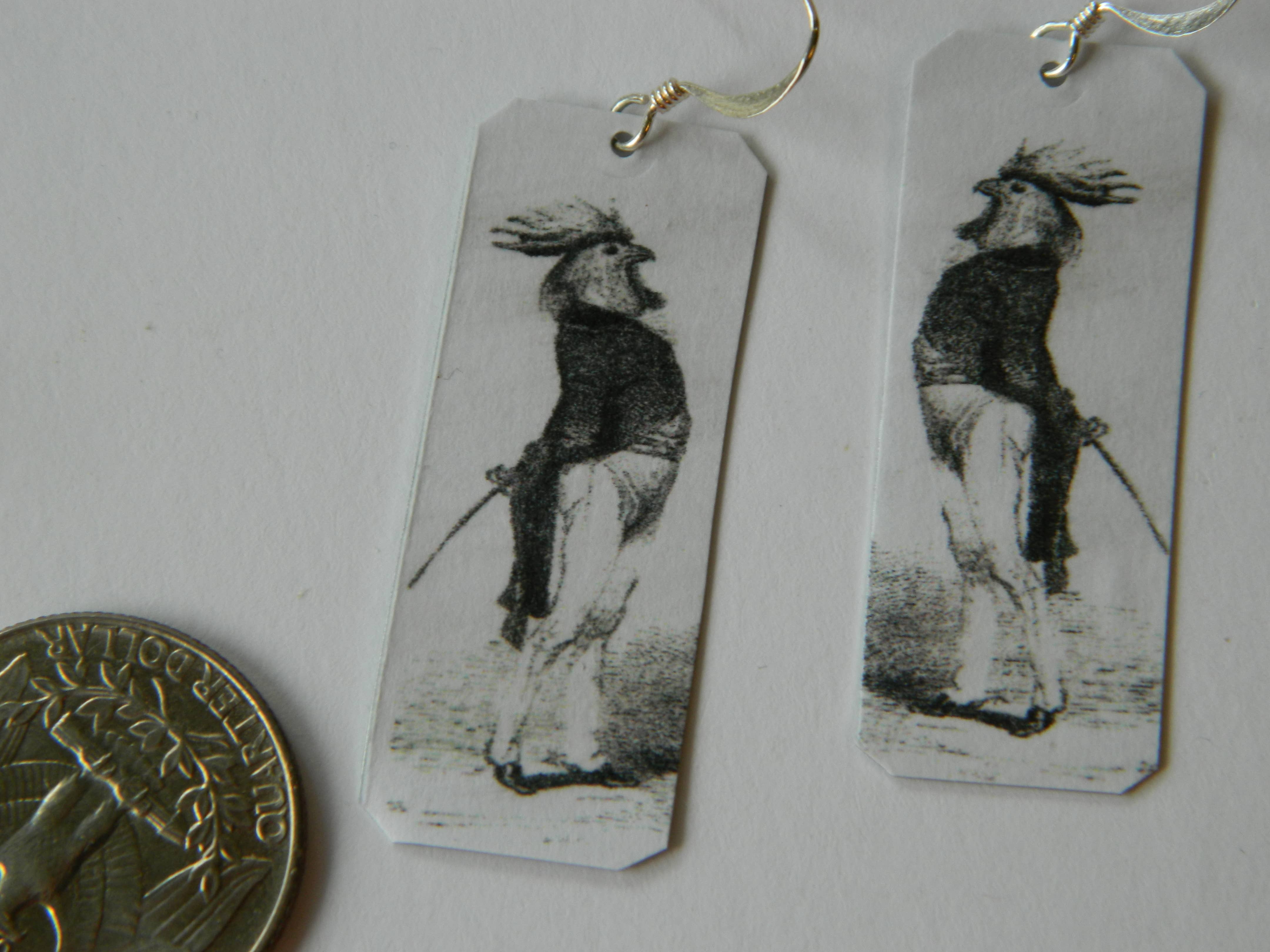 Sarah Wood Studio - Wholesale Dangle Earrings - Chicken earrings A Fine and Proud Rooster Illustration1