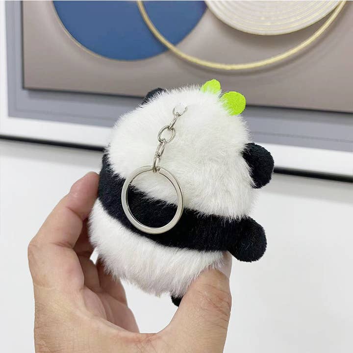 Black Adorable Little Panda Plush Keychain for wholesale on Faire3