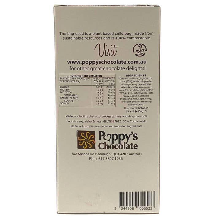 Poppy's Chocolate - Wholesale Chocolate-covered sweets - Caramel Chocolate Coated Macadamias 150g3