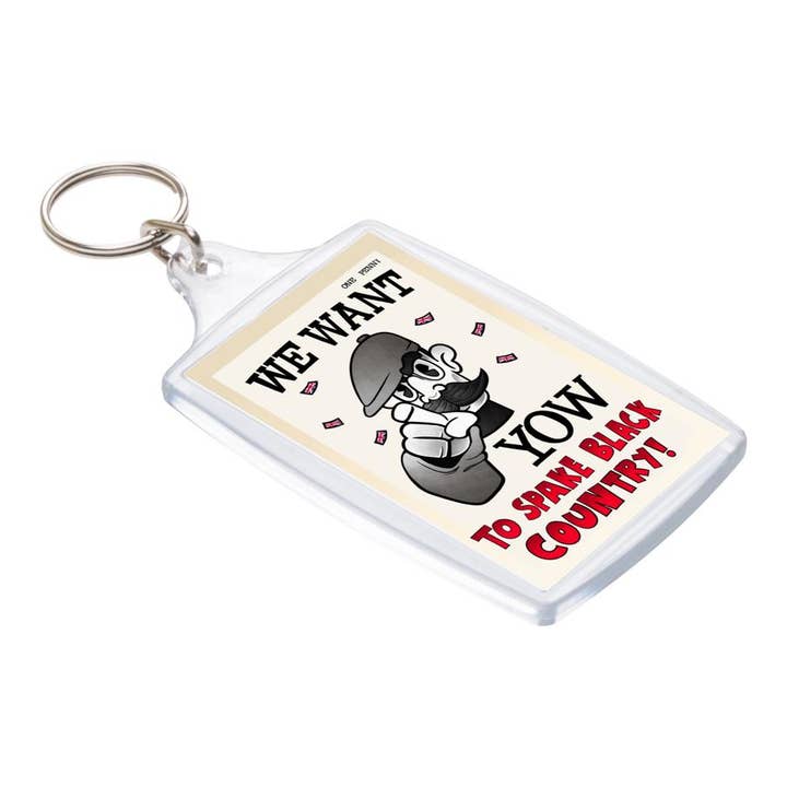 We Want Yow to Spake Black Country! Keyring for wholesale by Black Country Cards