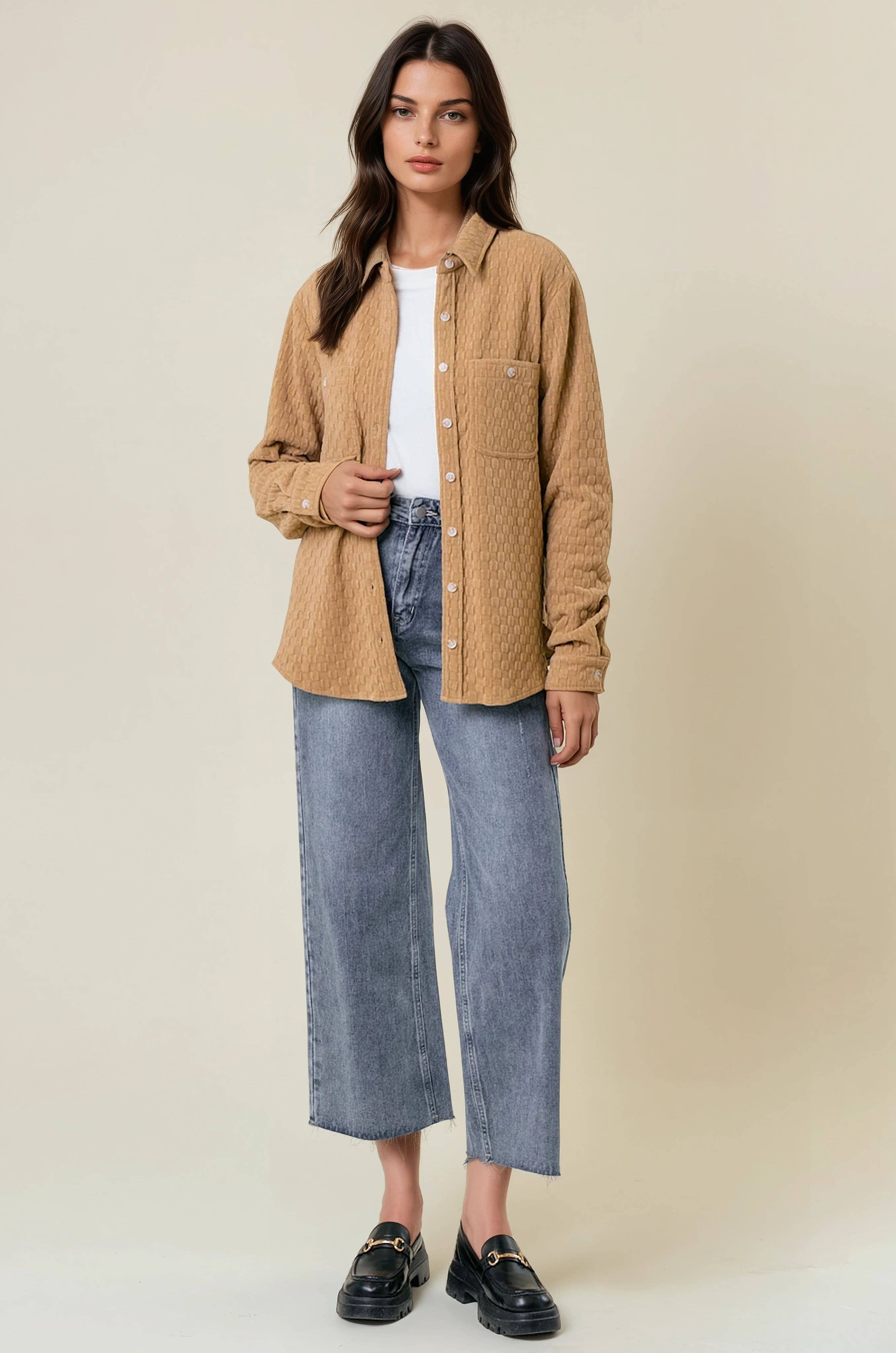 Doe and Rae - Vente Chemise à col boutonné – femme - CHEMISE BOUTONNÉE TEXTURÉE - 43670T-14