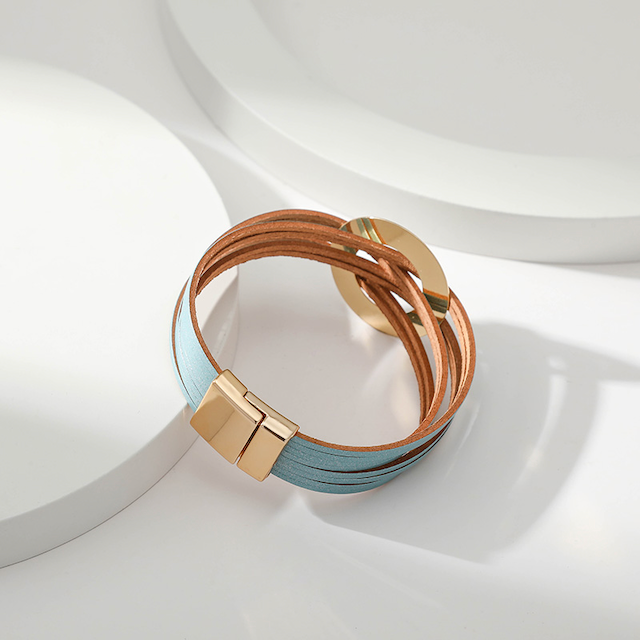 Pretty Persuasions - Vente Bracelet jonc - B22072 Bracelet en cuir PU à anneaux entrelacés10