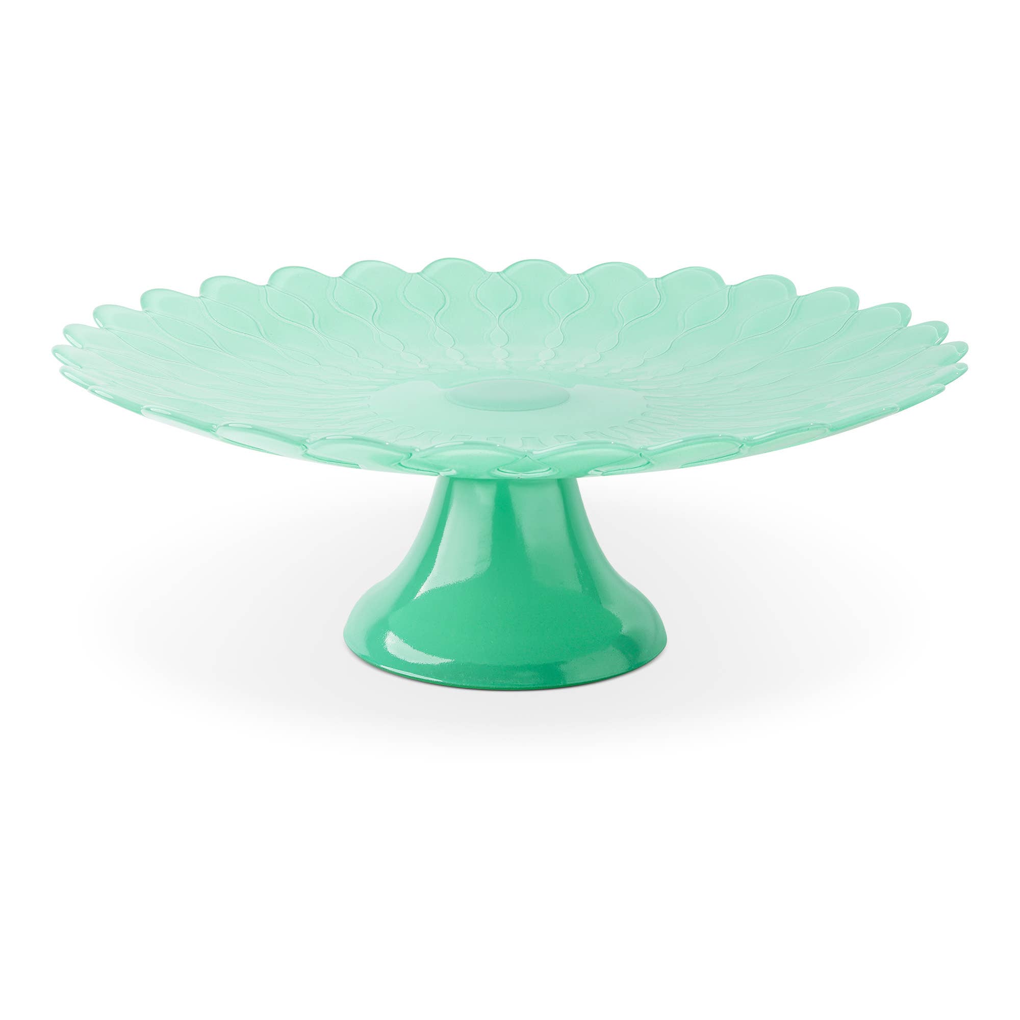 Core Home - Wholesale Cake Stand - 13" Scalloped Daisy Cake Stand - Guava1
