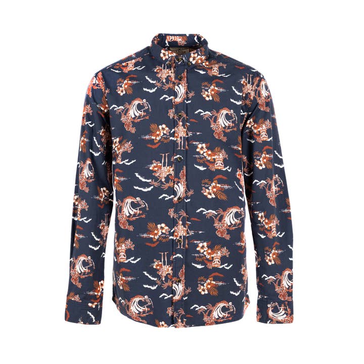 Camicia Skull Surfer - Navy per la vendita all'ingrosso da parte di Dansk Bomuldskompagni
