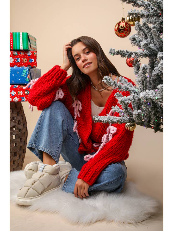 VERY J - Wholesale Knit Sweater - Women's - 12W3202N-Oversized Nordic Christmas Holiday Sweater Top