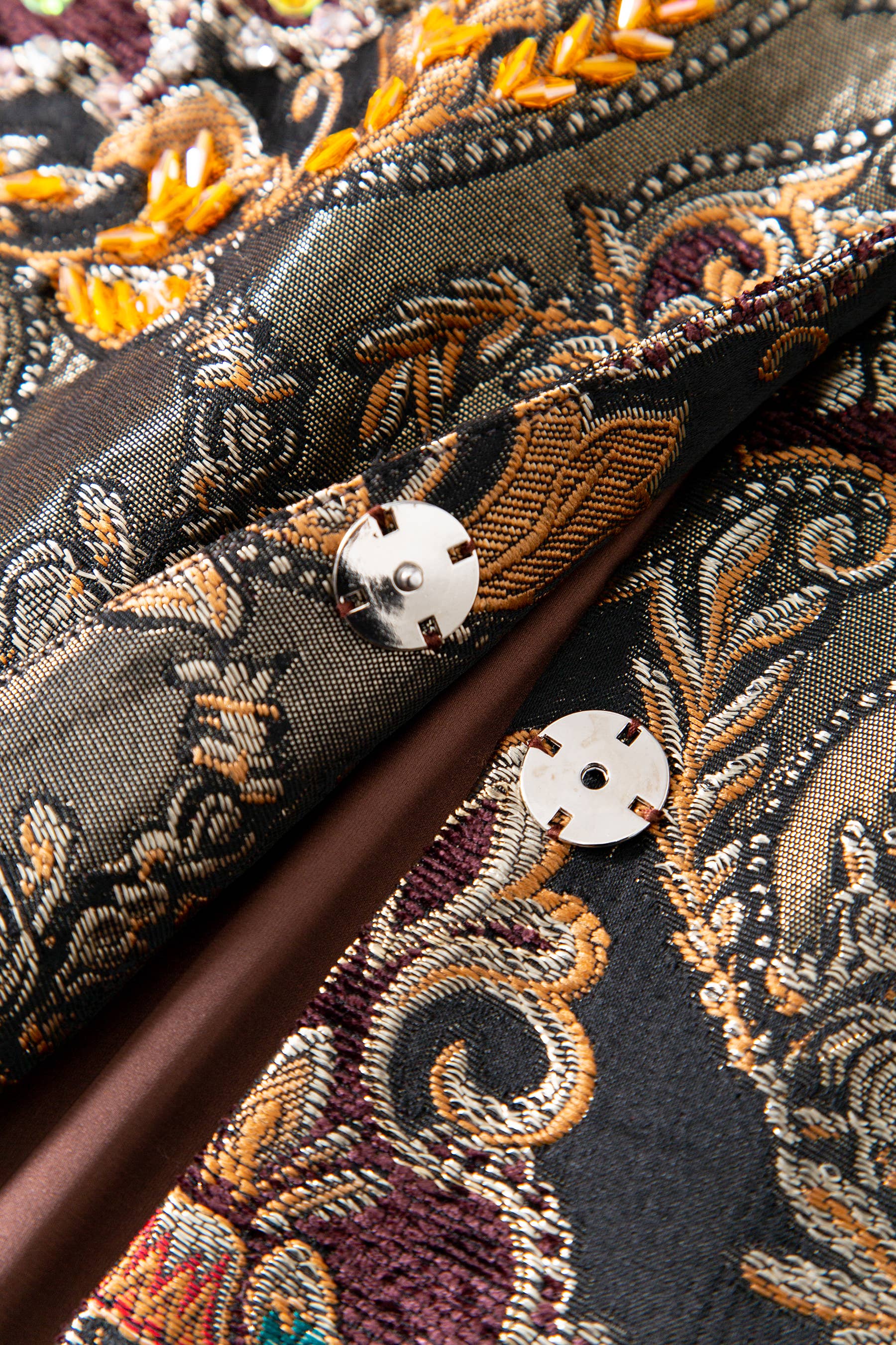 Color as pictures CT177Y Luxury Embroidered Beaded Jacquard Vintage Long Coat for wholesale on Faire9