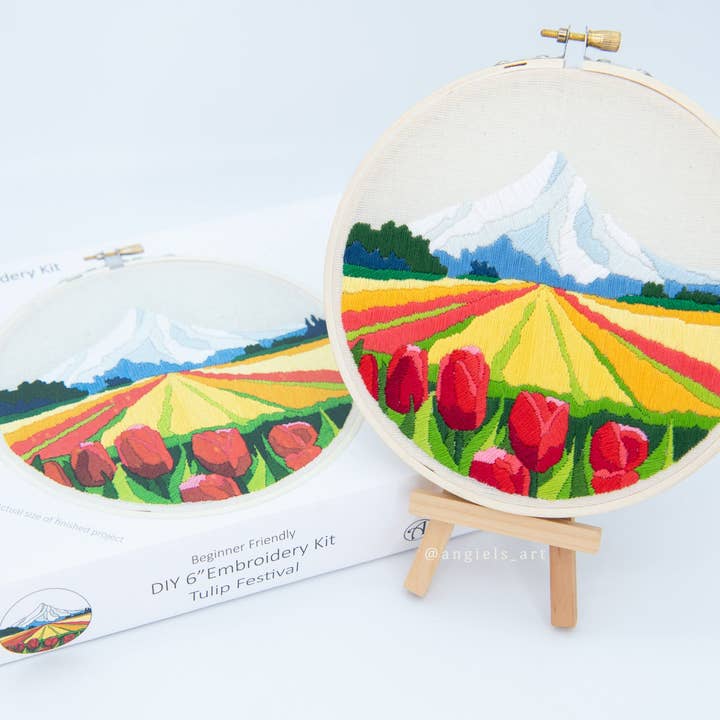 Angiels Art - Wholesale Embroidery/Cross Stitch Supplies - Tulip Festival DIY Embroidery Kit
