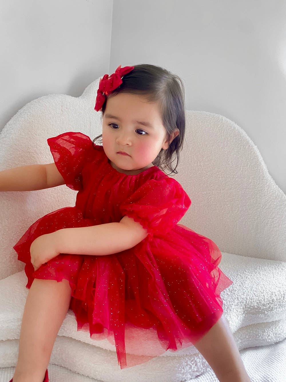 A Little Lacey - Wholesale Jumpsuit - Baby - Nina Red Sparkle Christmas Romper1