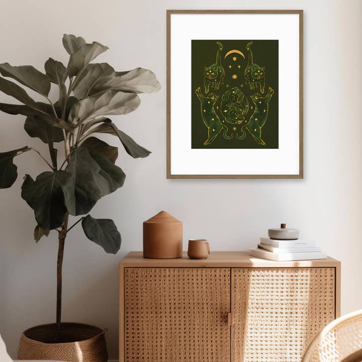 Black Moss Studio - Wholesale Art Print - Whimsigoth Celestial Cat Starry Night Art Print2