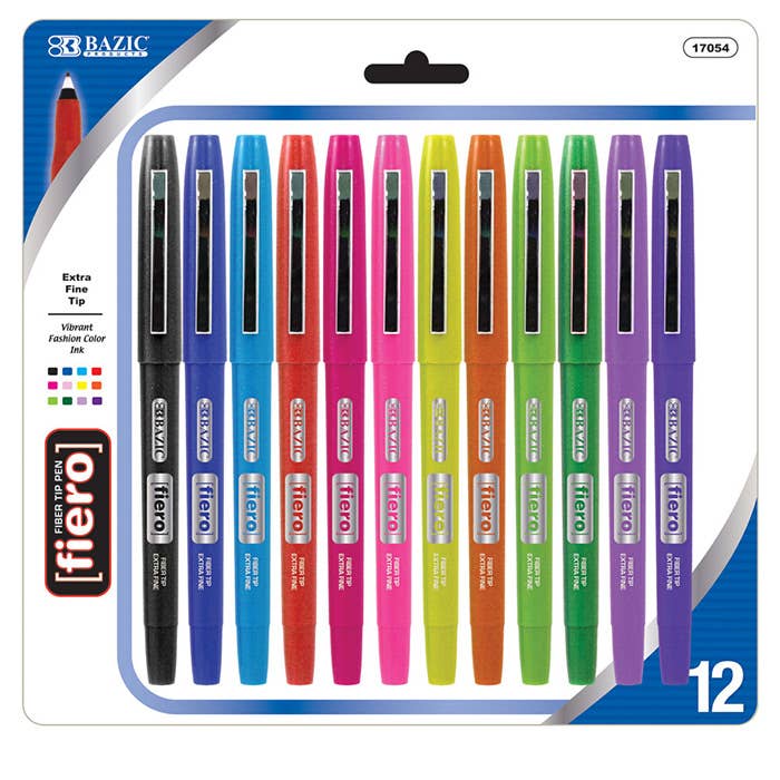 Luna Office Supply - Everyday Essential - Wholesale Pen - 12 Color Fiero Fiber Tip Fineliner Pen