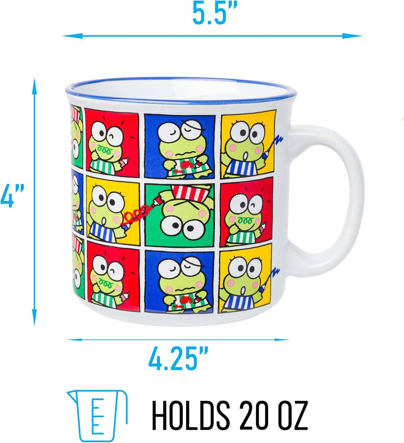 Innovarix – Caneca por atacado – Caneca de Campismo em Cerâmica com Poses do Sanrio Keroppi - 20 Oz.1