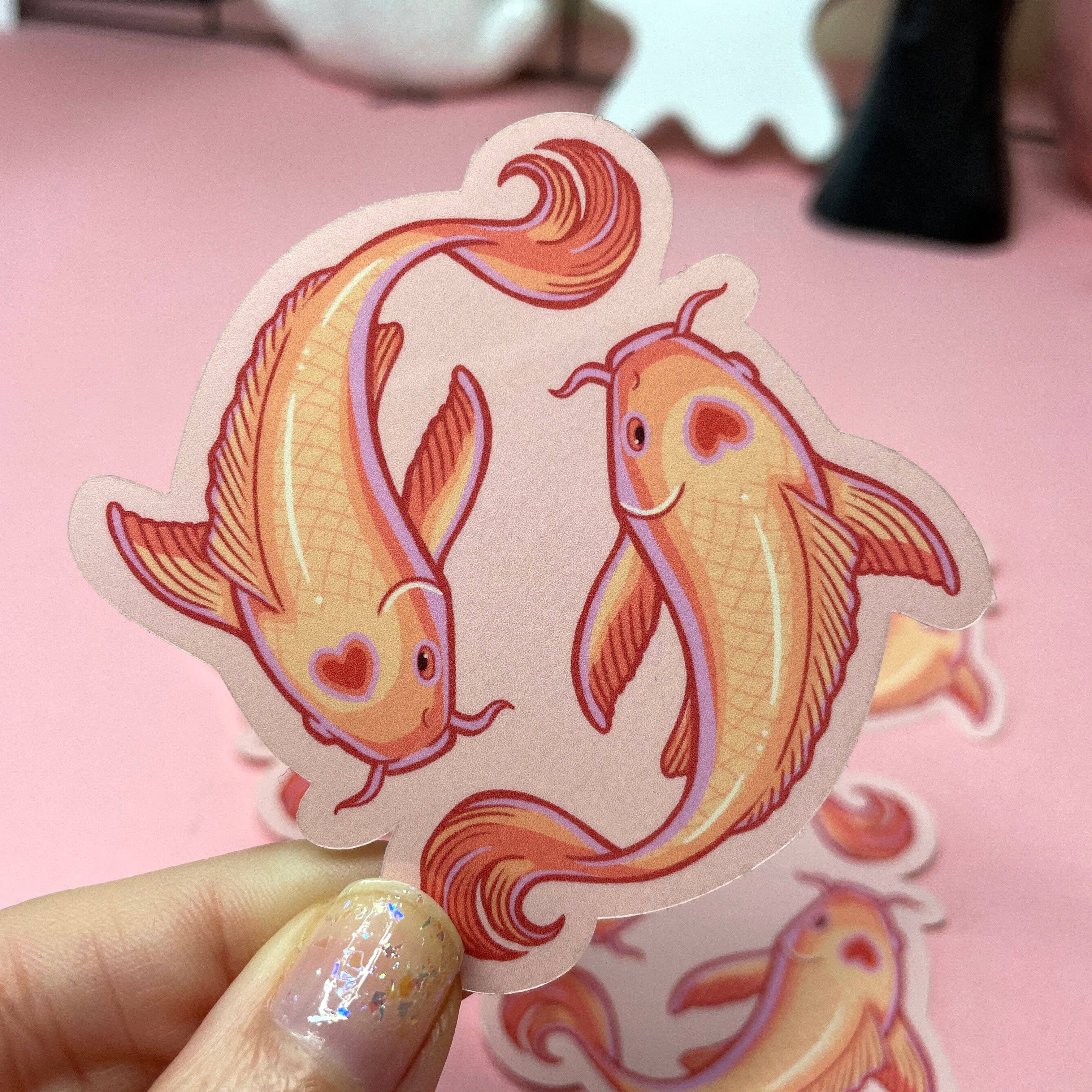 Wendy Stephens Art – wholesale Sticker – Cute Pink Ghost Koi Fish Spooky Vinyl Sticker0