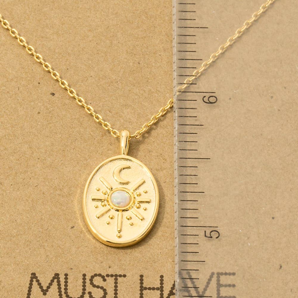 Fame Accessories - Wholesale Pendant/Charm Necklace - Oval Moon Disc Pendant Necklace3