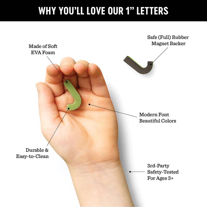 The Type Set Co. – Engroshandel Magnet – 1" 200stk Olivengrønne magnetiske bogstaver4