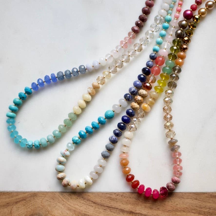 a.v. max – Colar com missangas/pérolas por atacado – Colar Gemma Medium Rondelle|16 Combinações de Pedras19