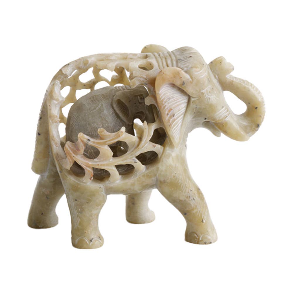 SERRV International - Wholesale Decorative Tabletop Object - Double-Carved Gorara Elephant2