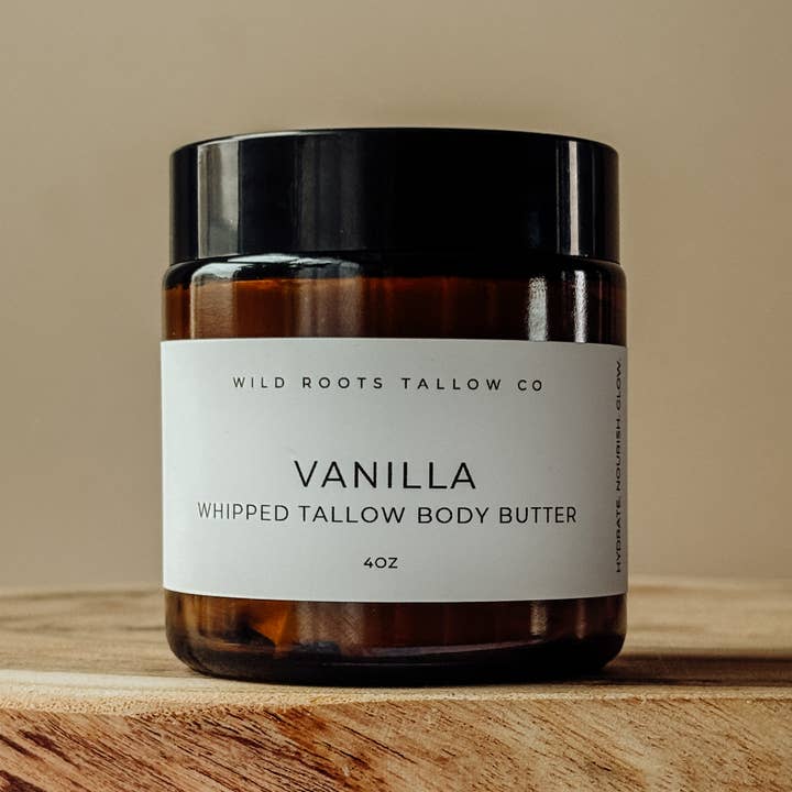 Wild Roots Tallow Co. - Wholesale Body Balm/Butter - Vanilla Bean Infused Tallow Body Whip