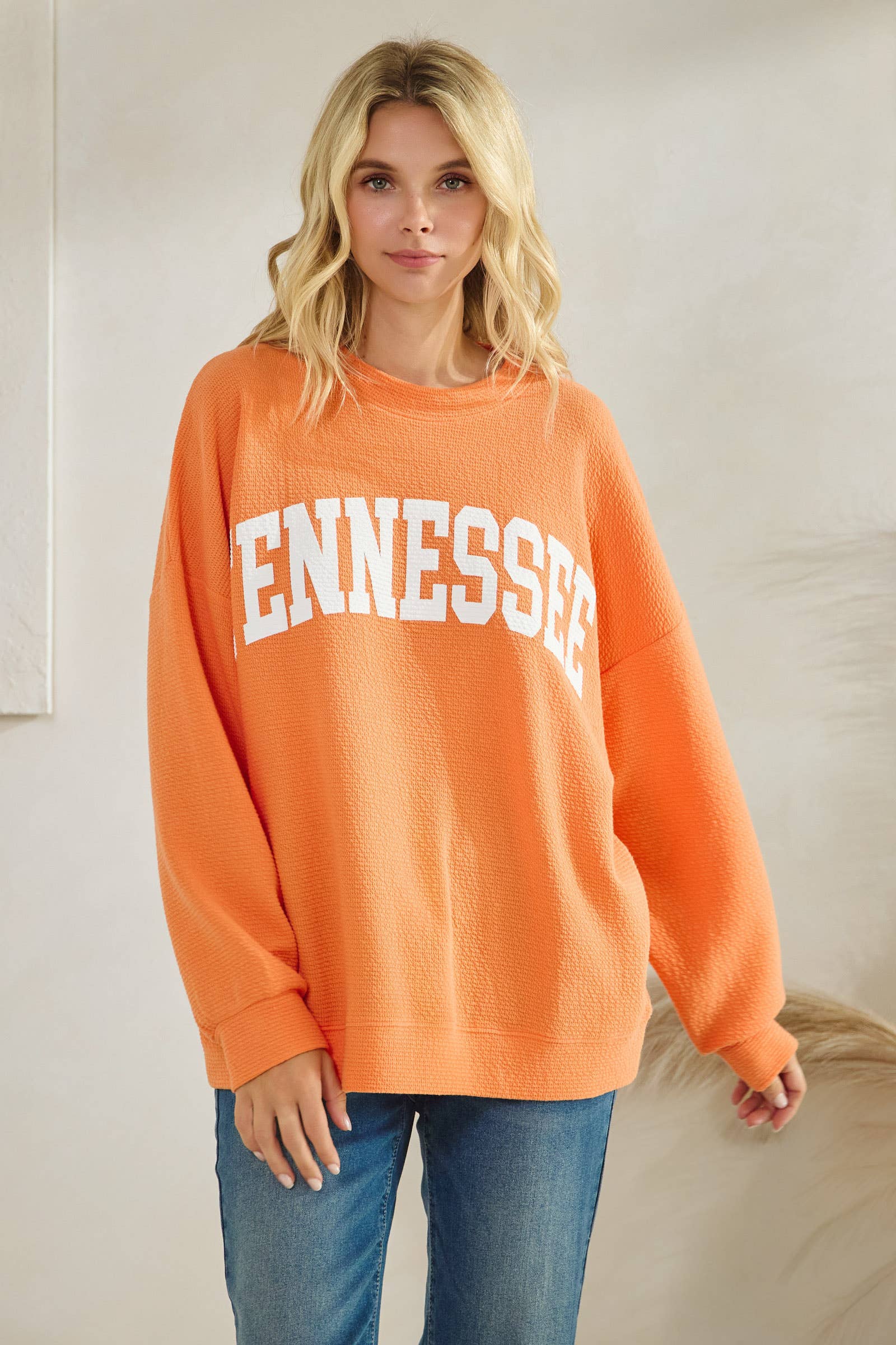 Tres Bien, Inc - Wholesale Tunic - Women's - T-42083-"TENNESSEE" CLOUDY KNIT LONG SLEEVE GRAPHIC TOP9
