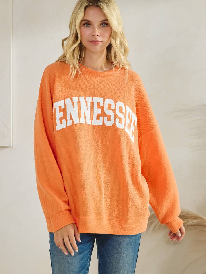 Tres Bien, Inc - Wholesale Tunic - Women's - T-42083-"TENNESSEE" CLOUDY KNIT LONG SLEEVE GRAPHIC TOP9