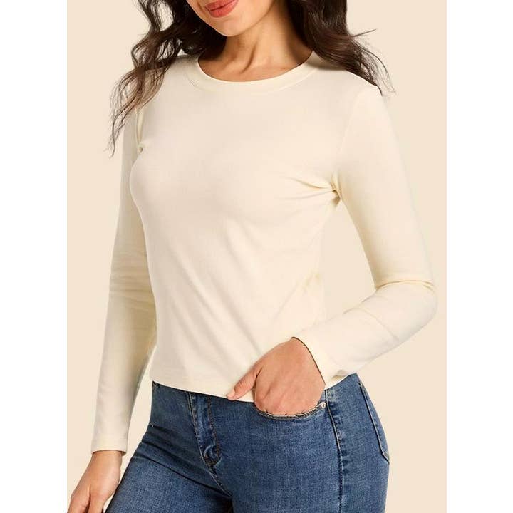 Rosa Clothing - Wholesale T-Shirt - Women's - Slim basic long-sleeved cotton rib T-shirt top10
