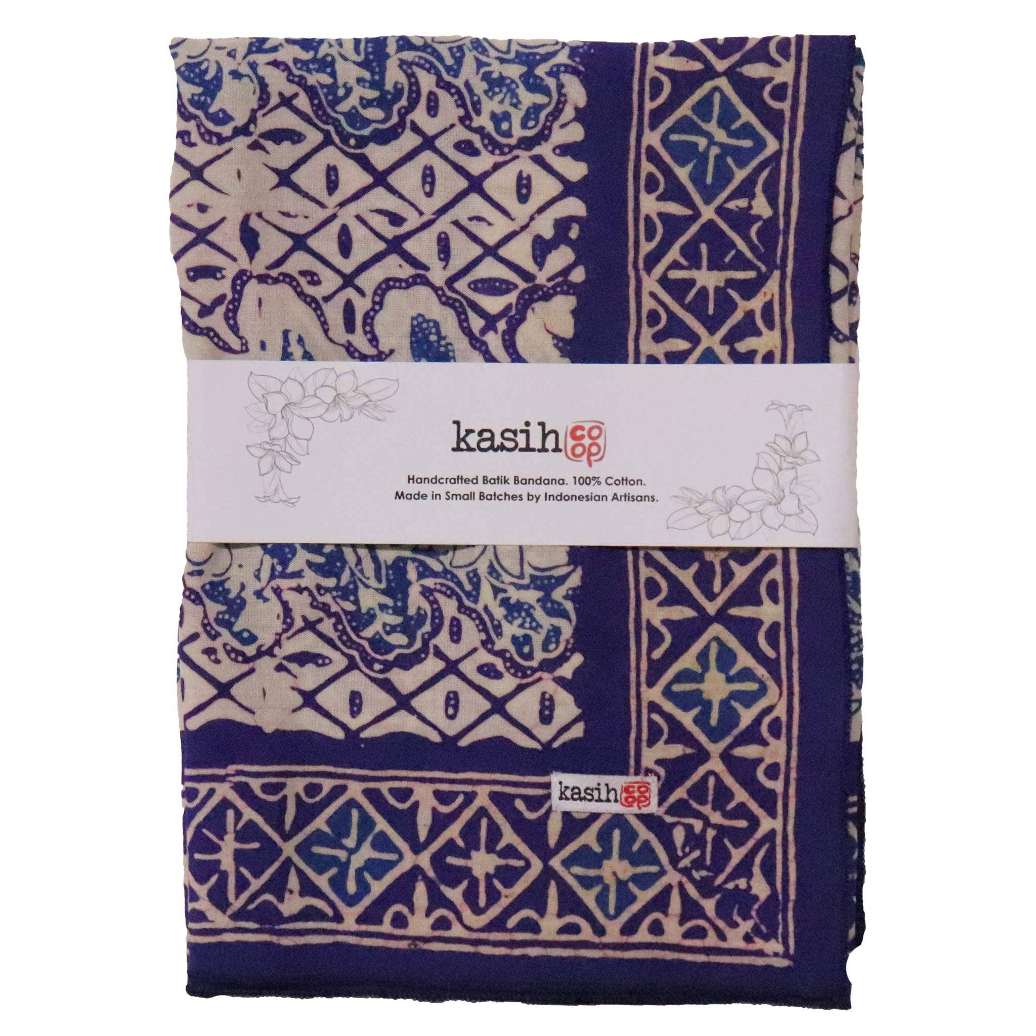 Kasih Co-op – wholesale Bandana – Women's – Batik Bandana, Soft Lightweight Cotton, Vines5