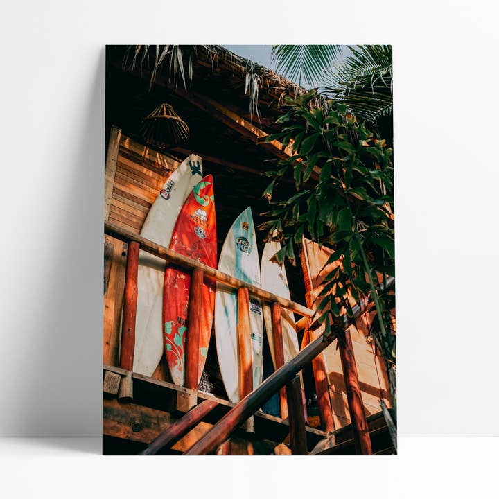 POSTER 30X40 CM - Surfboard in Jungle for wholesale by David & David Studio