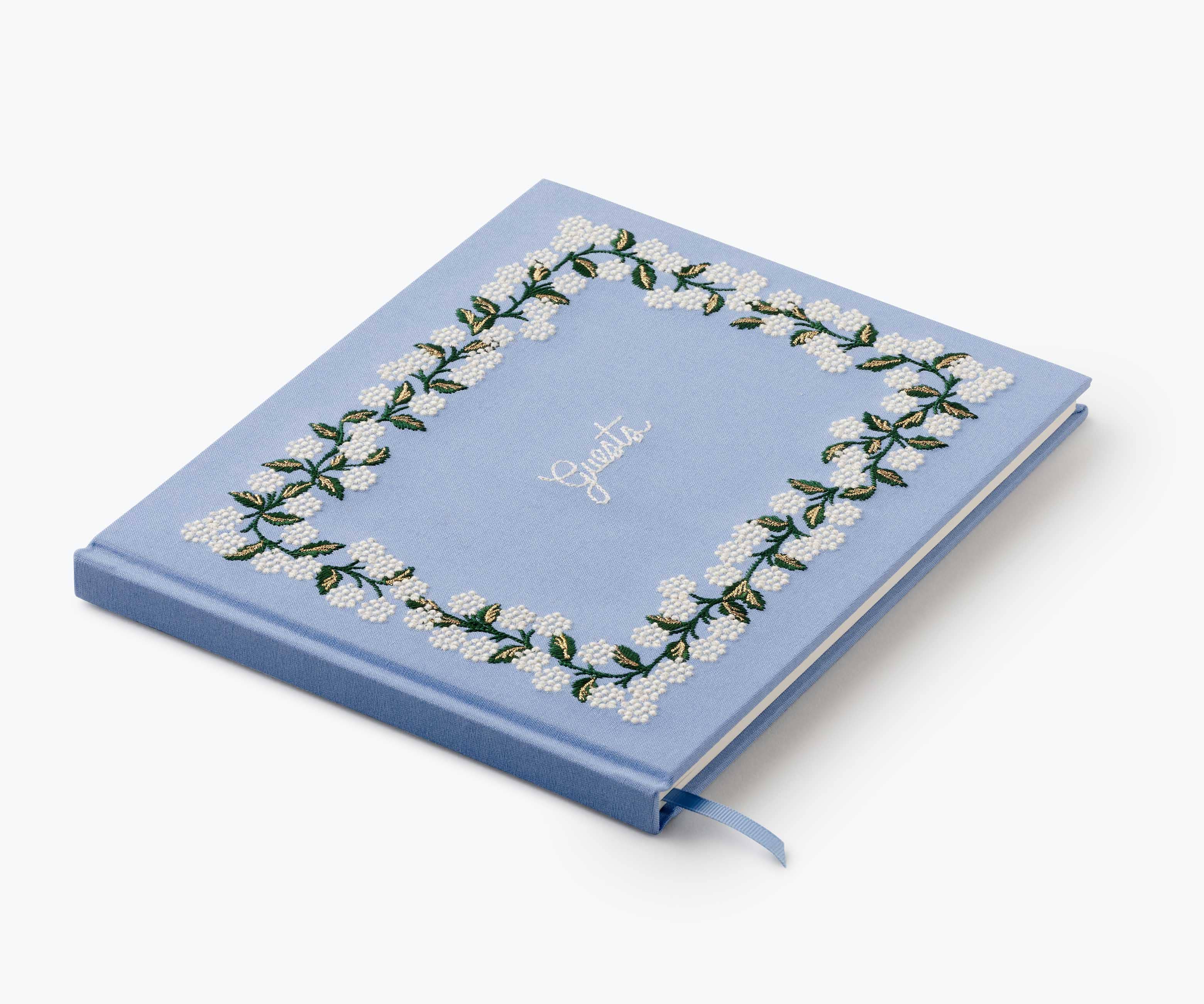 Rifle Paper Co. - Wholesale Guest Book - Hydrangea Embroidered Fabric Guest Book2