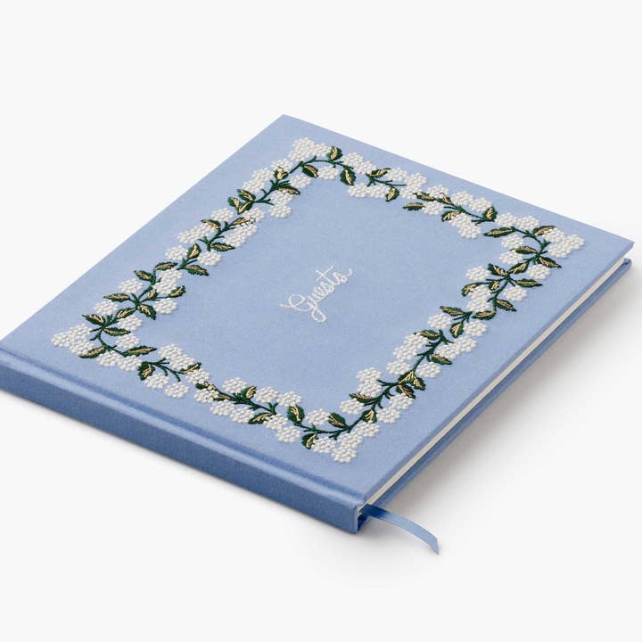 Rifle Paper Co. - Wholesale Guest Book - Hydrangea Embroidered Fabric Guest Book2