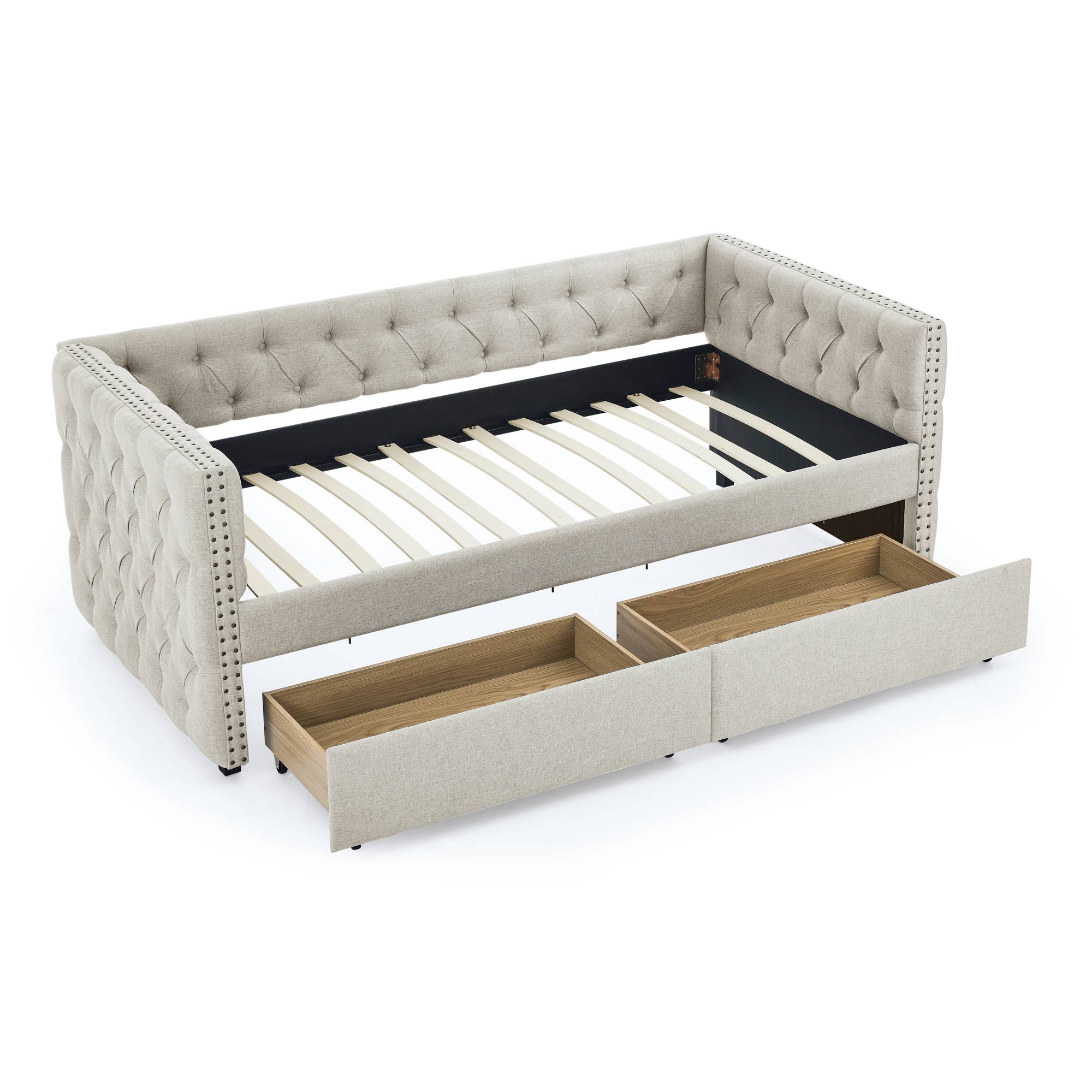 39F Inc. - Wholesale Bed - Upholstered Twin Size Daybed with Two Drawers with Button34