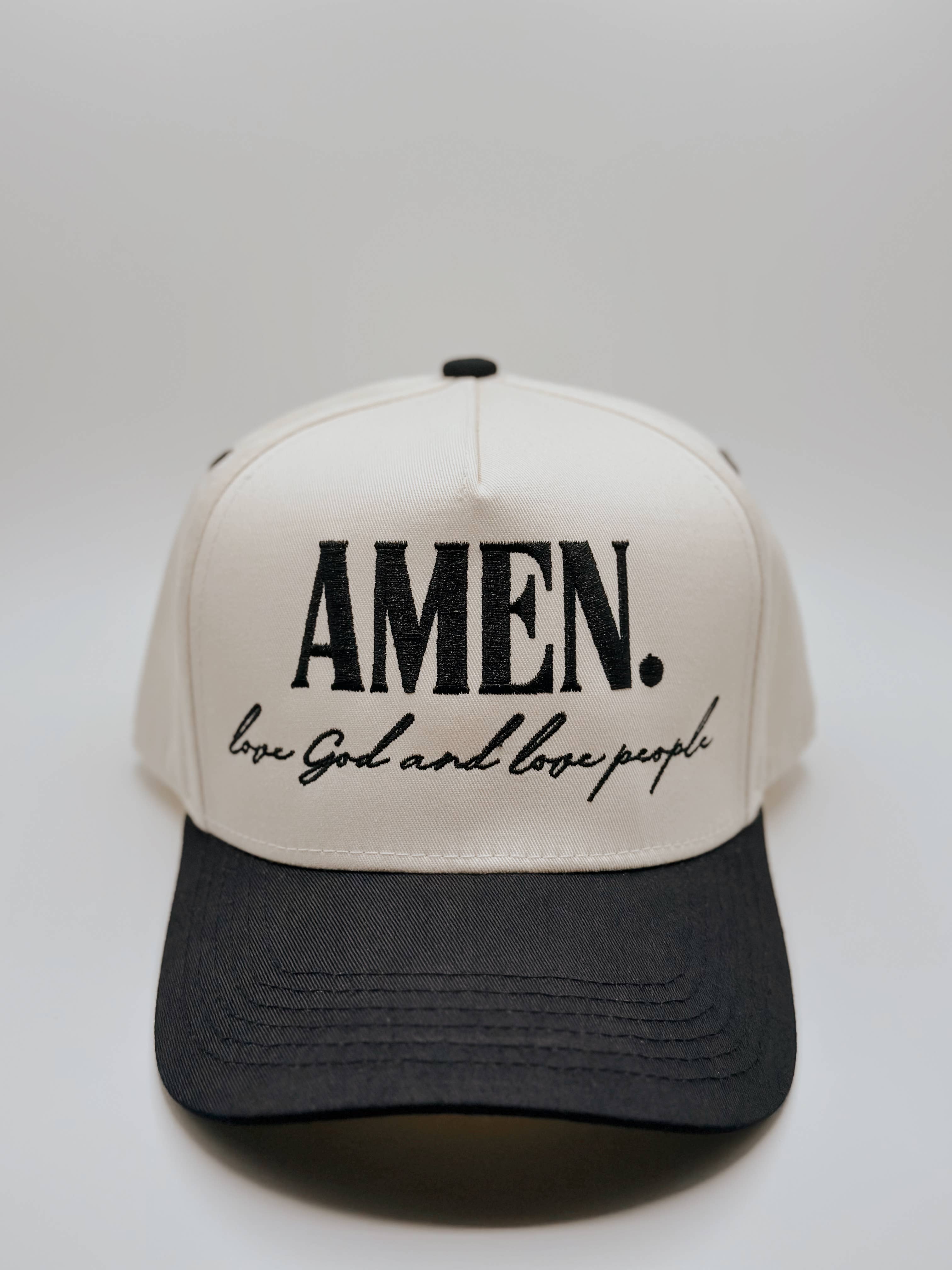 Nash & Co. - Wholesale Truckerpet - Dames - Amen. Houd van God, houd van mensen – Geborduurde canvas hoed