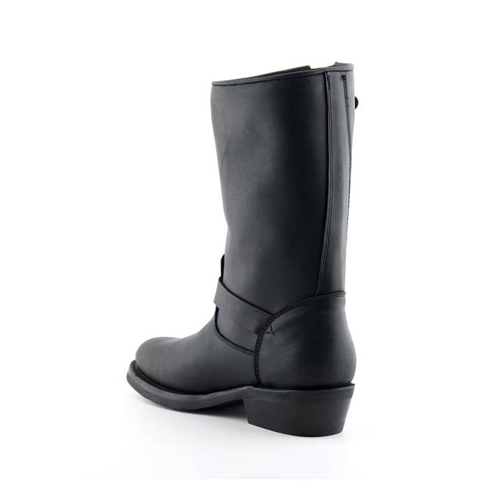 Negro Botas de Cuero Occidental Unisex Negras con Suela Lisa-Grinders Rebel de venta al por mayor en Faire