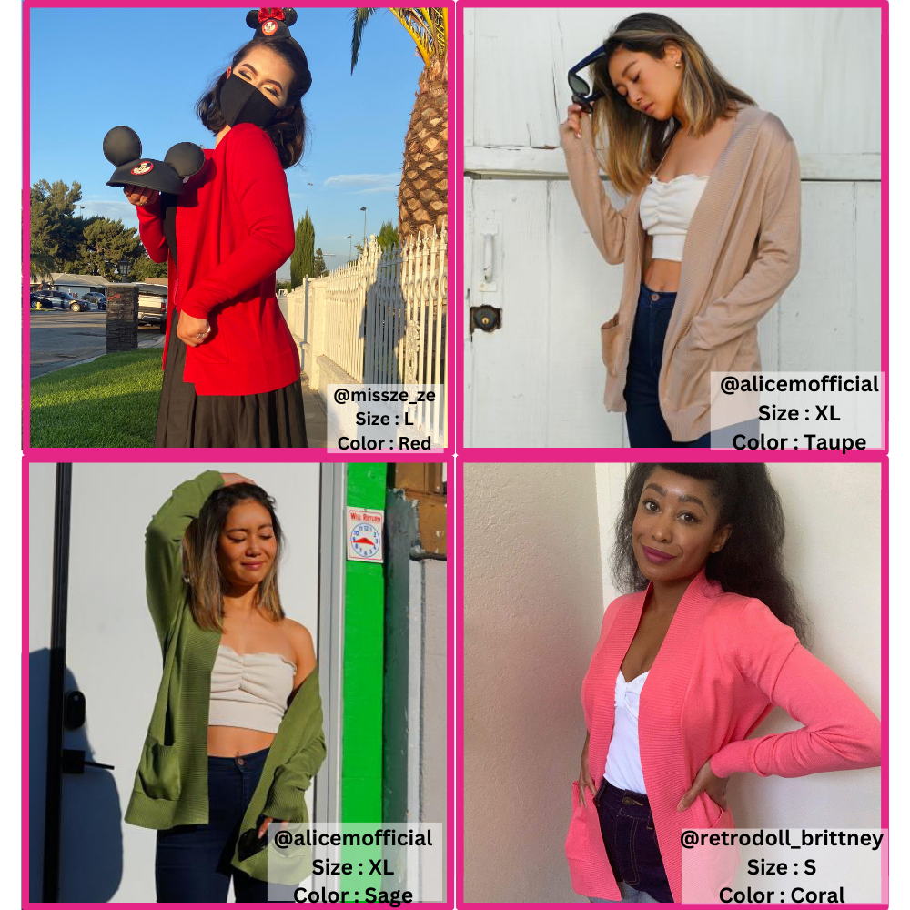 Mak - Wholesale Cardigan - Women's - Long Sleeve Open Front Knit Shrug w/ Pocket Cardigan MK8558Y46