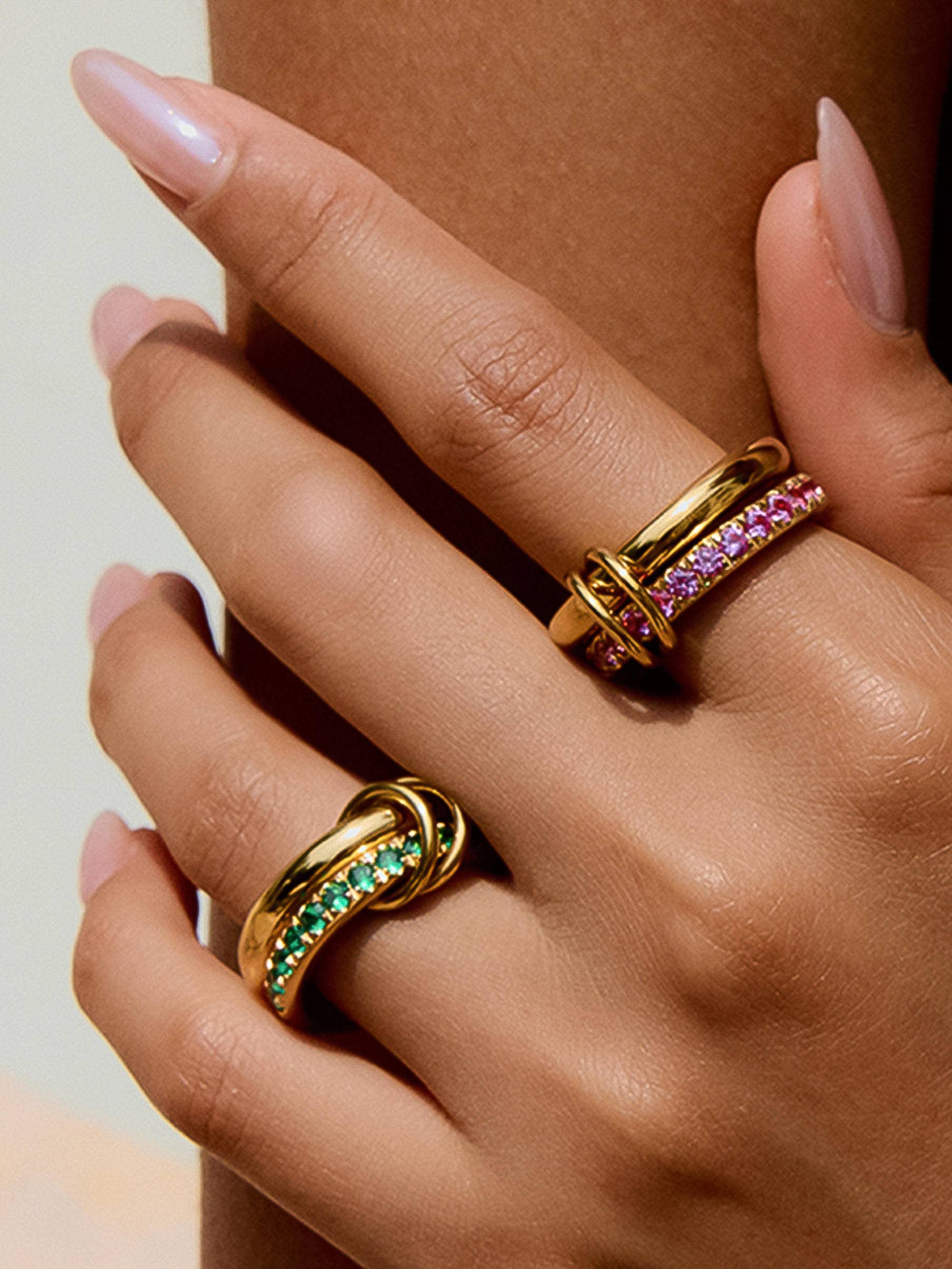 Flânerie by MAIQ - Wholesale Cocktail/Statement Ring - Justine 18K Gold Non-Tarnish CZ Double Hoop Ring1