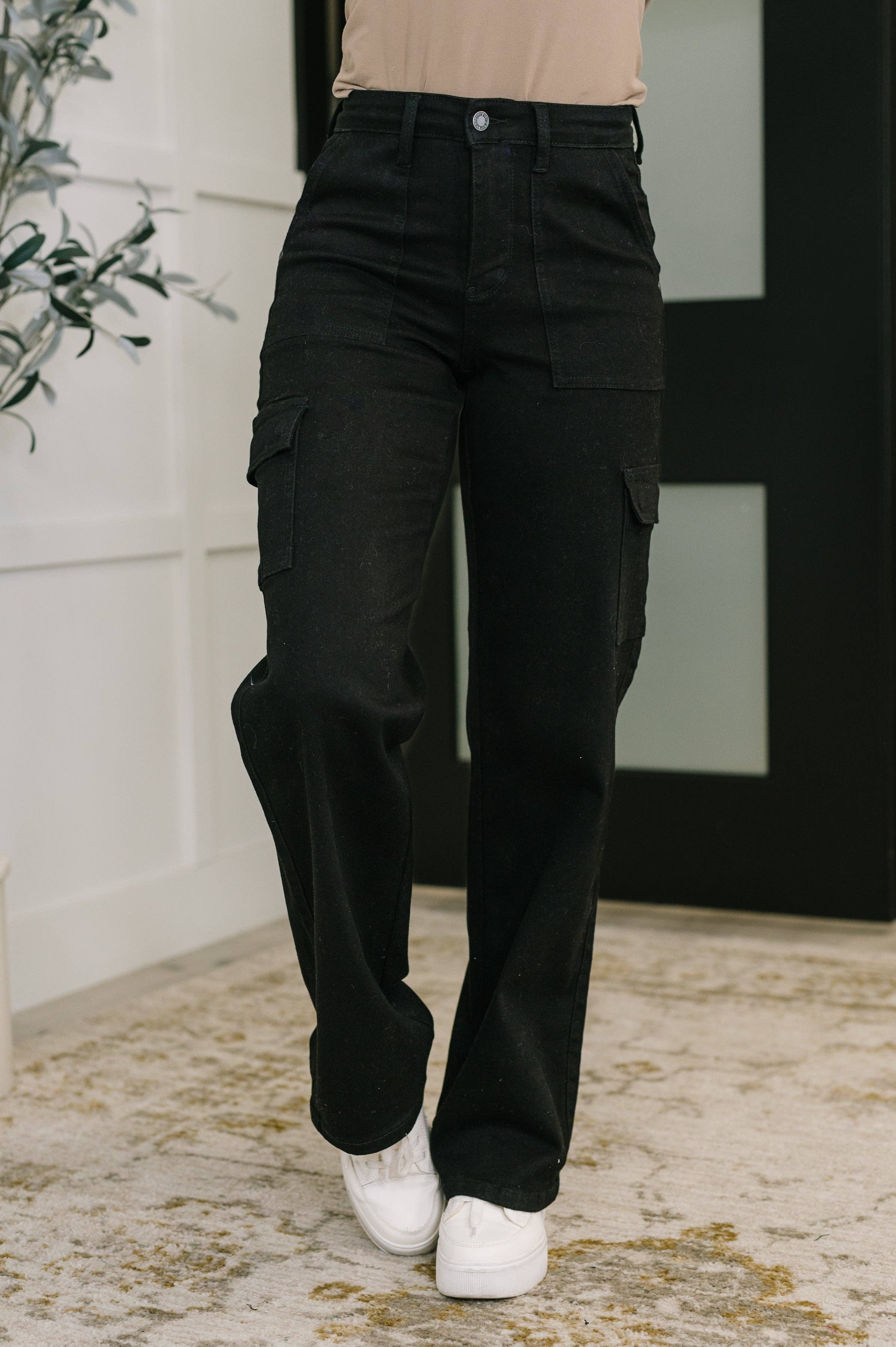 Avenue Wholesale - Wholesale Pants - Women's - High Waist Cargo Wide in Black
