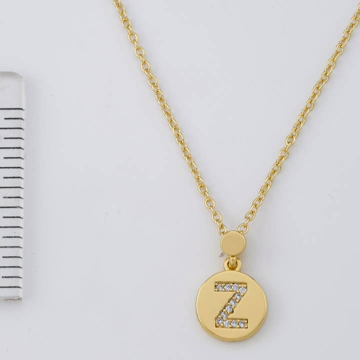 Little Miss Twin Stars - Wholesale Pendant/Charm Necklace - LMTS Classic! Initial Disc Pendant Necklace106