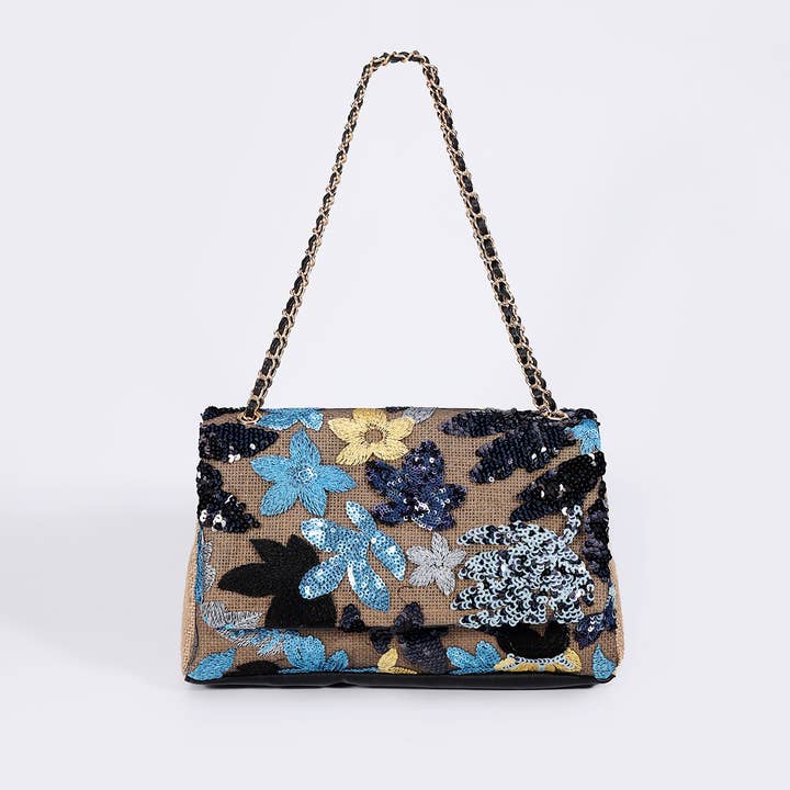 Vibrant Floral Embellished Chain Shoulder Bag for wholesale by EmberLoom