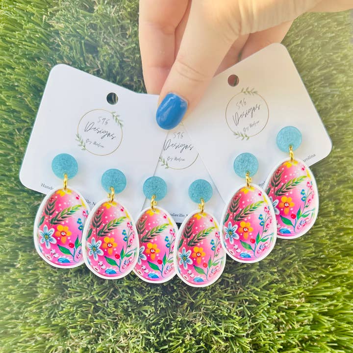 Déclaration d'œuf de Pâques peint en rose pour la vente par 596 Designs