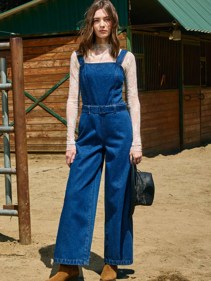 Denim Wide Fit Jumpsuit - RJP1010 for wholesale by RAISONNEL