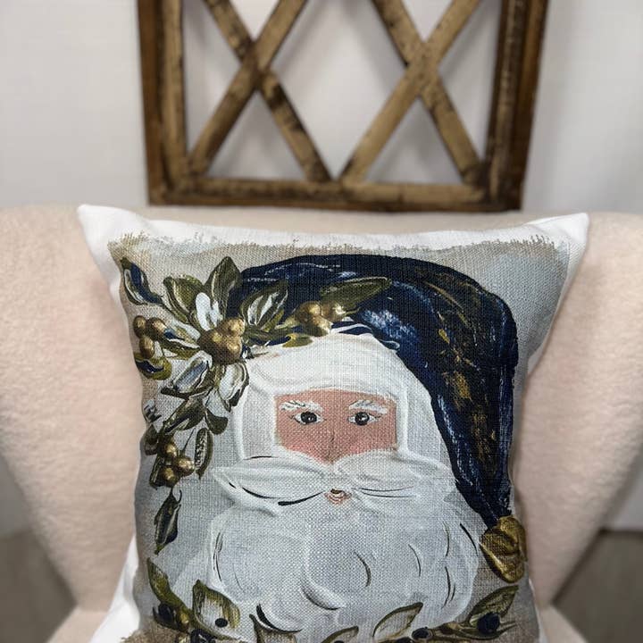 GA Navy Santa Pillow for wholesale by Southern Cotton Mill