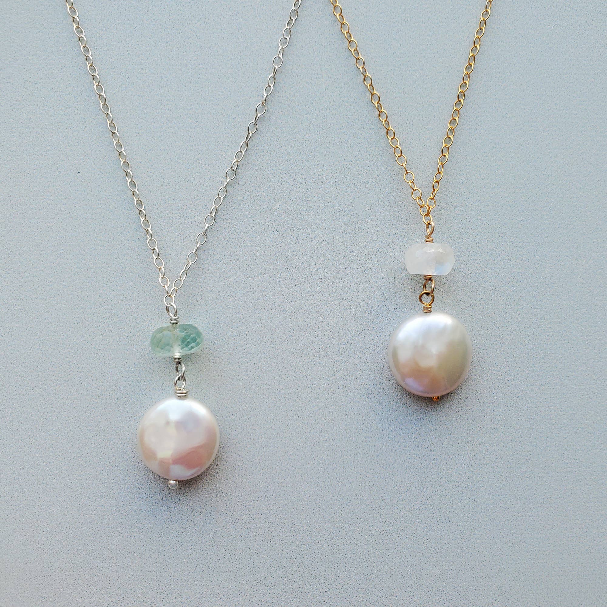 Carrie Whelan Designs - Wholesale Pendant/Charm Necklace - Moonstone Coin Pearl Necklace, Bridal Necklace1