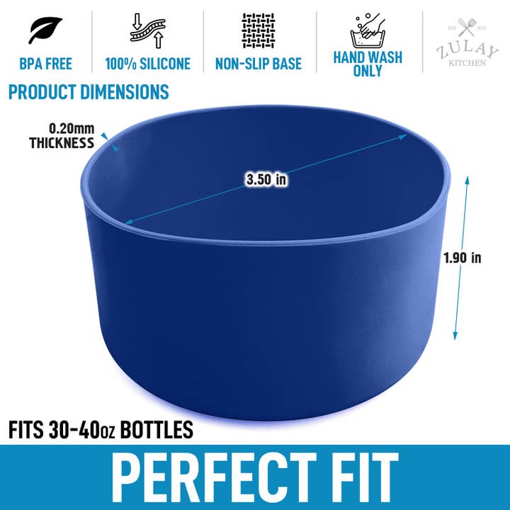 Zulay Kitchen - Wholesale Water Bottle - Protective Silicone Boot for for 3.5" Diameter Water Bottles