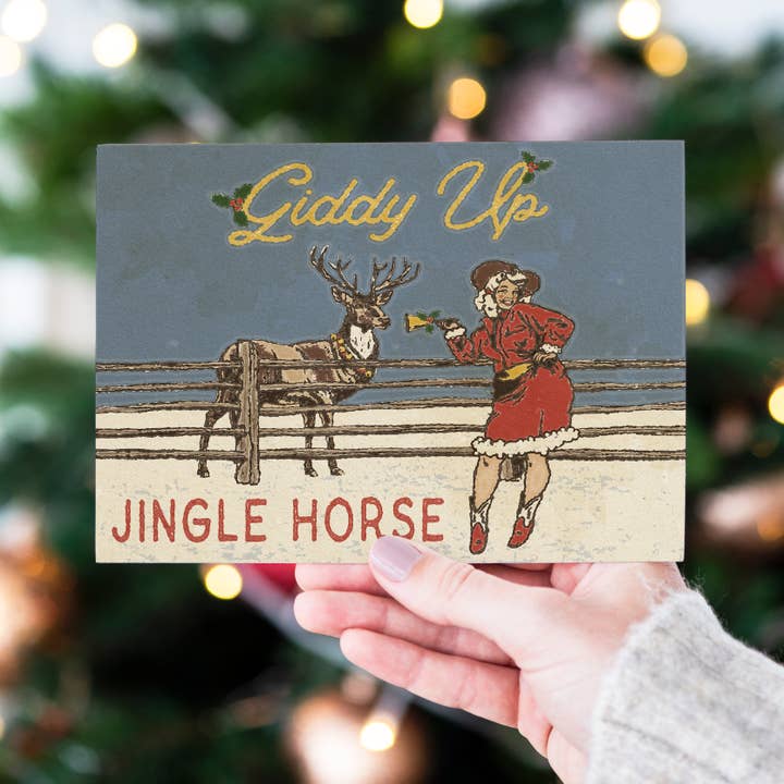 Cluster Funk Studio - Wholesale Christmas Card - Giddy Up Jingle Horse Christmas Card