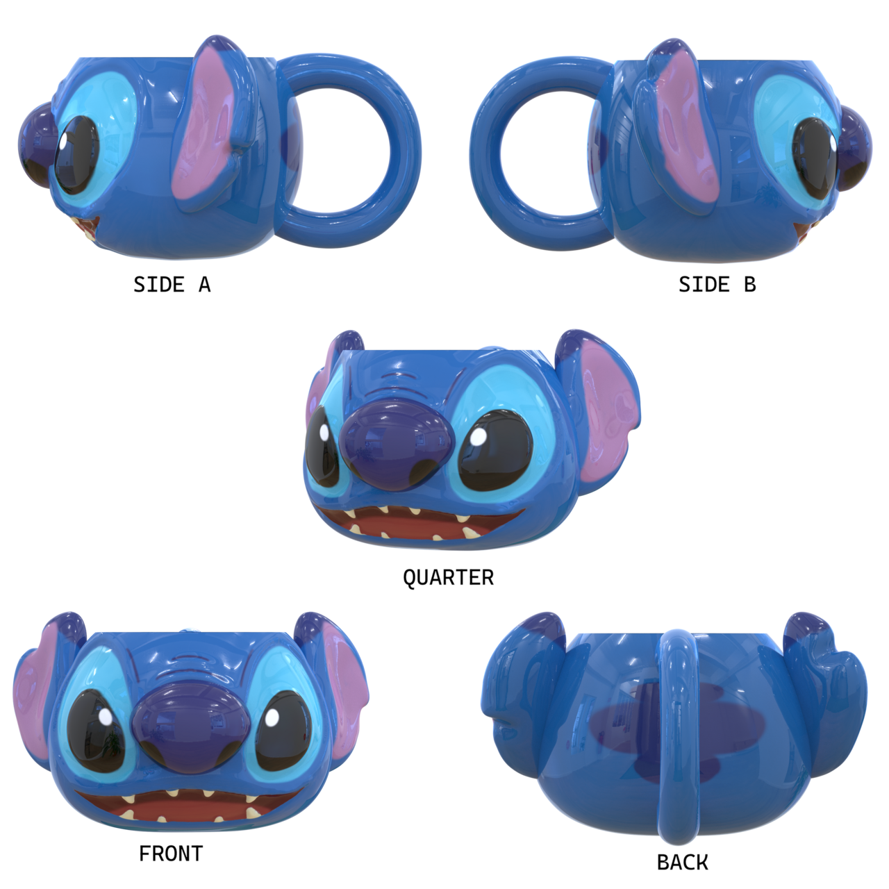 Silver Buffalo - Wholesale Coffee Mug - Stitch Face Ceramic 3D Sculpted Mug1