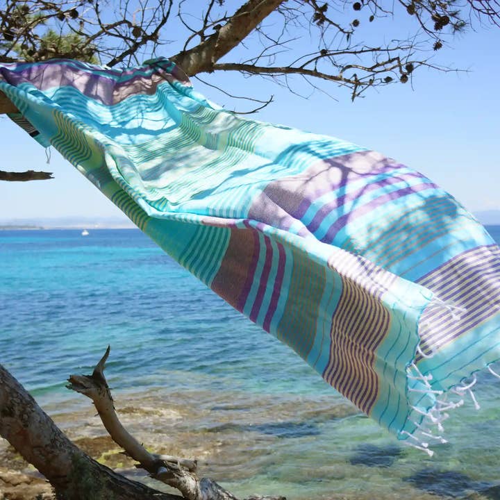 BIOLOGISCH KATOEN FOUTA - SUD collectie - Kleur AQUA voor wholesale door Karawan Authentic