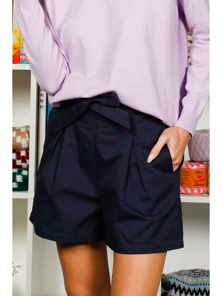 Vine & Love - Wholesale Shorts - Women's - High-Rise Waist Tie 100% Cotton Shorts VP811787