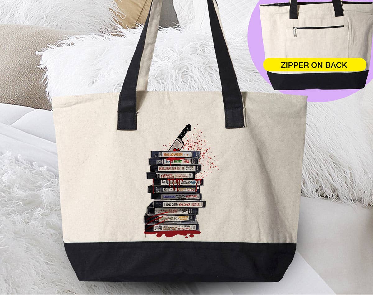 House Of Rodan - Wholesale Tote Bag - Women's - Knife VHS Horror Retro Movies - Halloween Horror Tote Bag