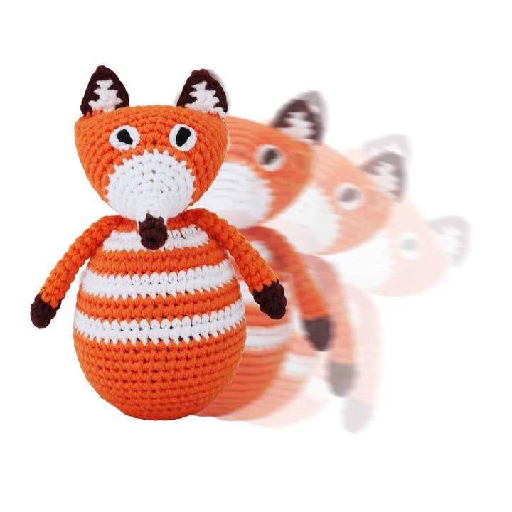 Crocheted stand-up man fox FRED (organic) for wholesale by SindiBaba
