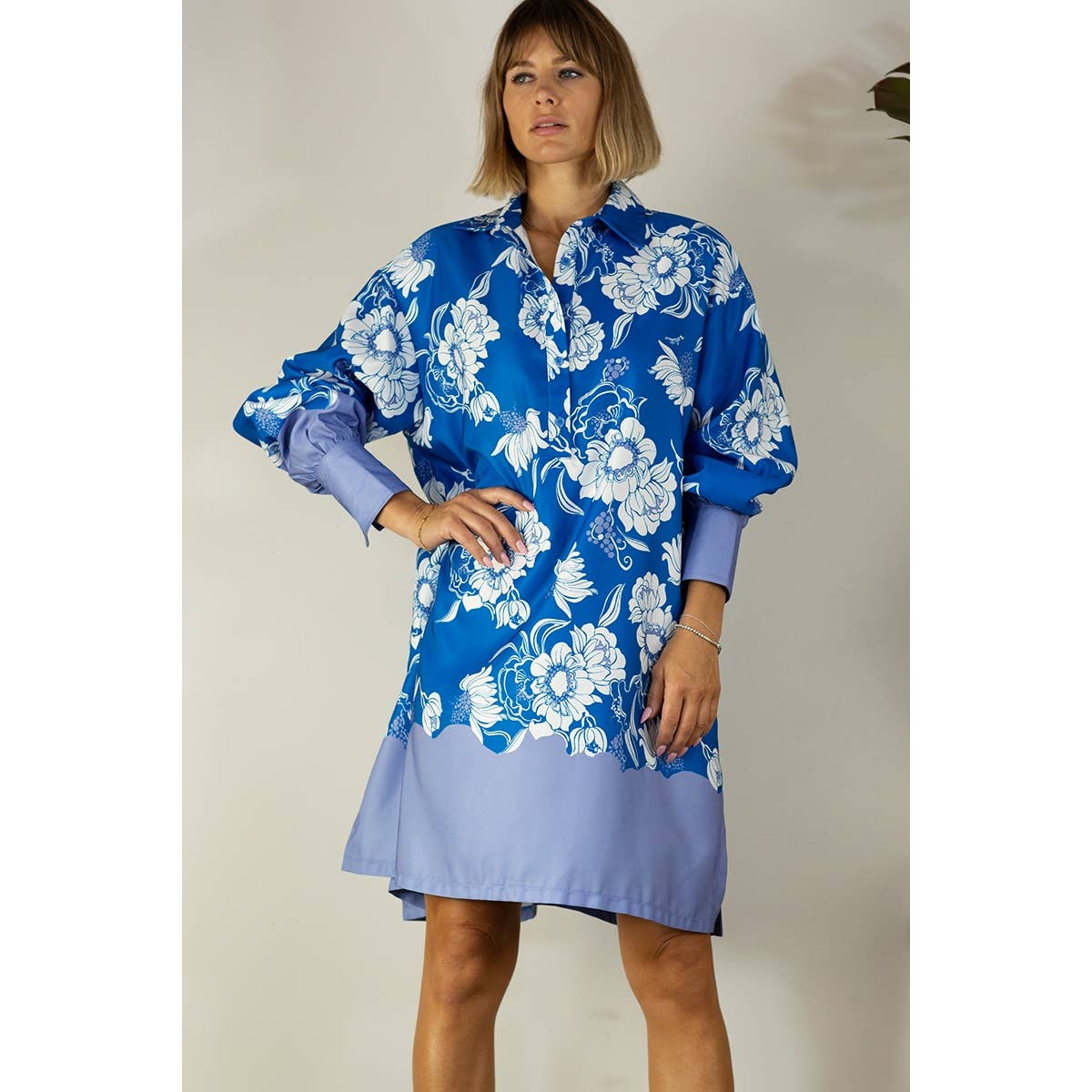 BLU ABITO CHEMISIER STAMPA BOARDER in vendita all'ingrosso su Faire14