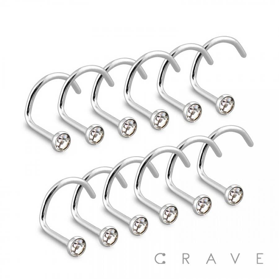CRAVE - Wholesale Neusring - 316L CHIRURGISCH STAAL NEUSSCHROEF VISHAAK MET EDELSTEEN0